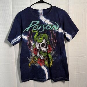 Poison Band Tie Dye T Shirt Skull Snake Roses Graphic Print Size M